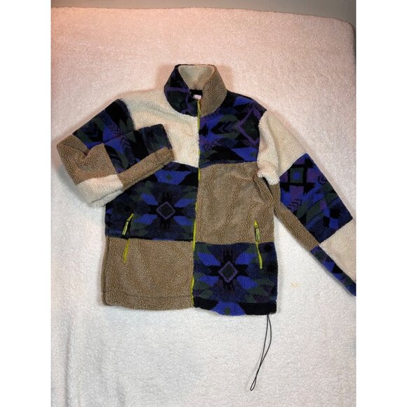Urban Outfitters Sherpa Fleece Jacket With Aztec Pattern & Neon Zippers - Picture 2 of 16